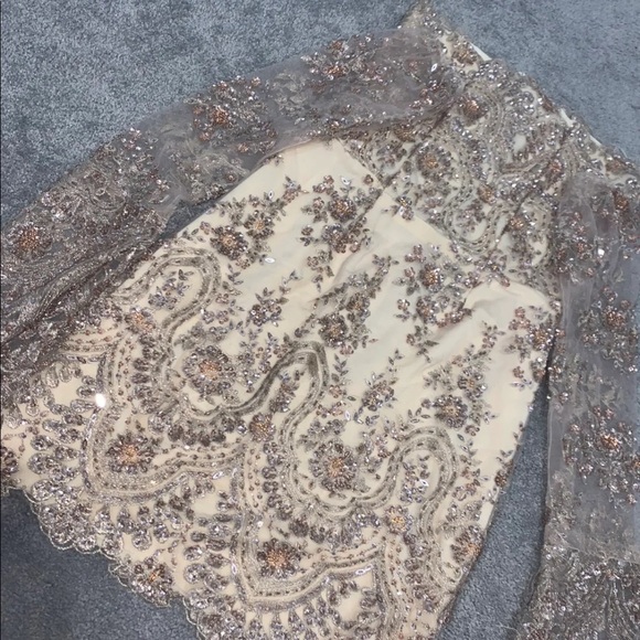 Champagne nude color custom made dress - Picture 3 of 6